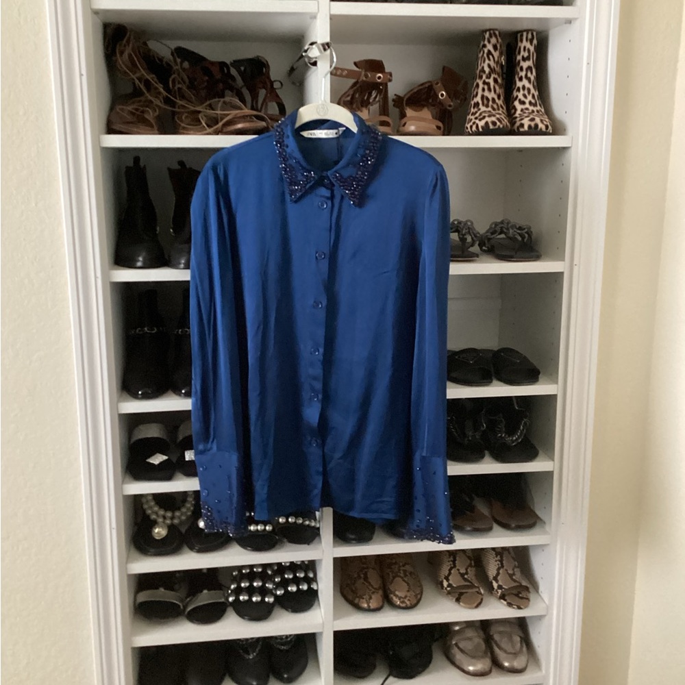 Zara blouse with jewelry collar